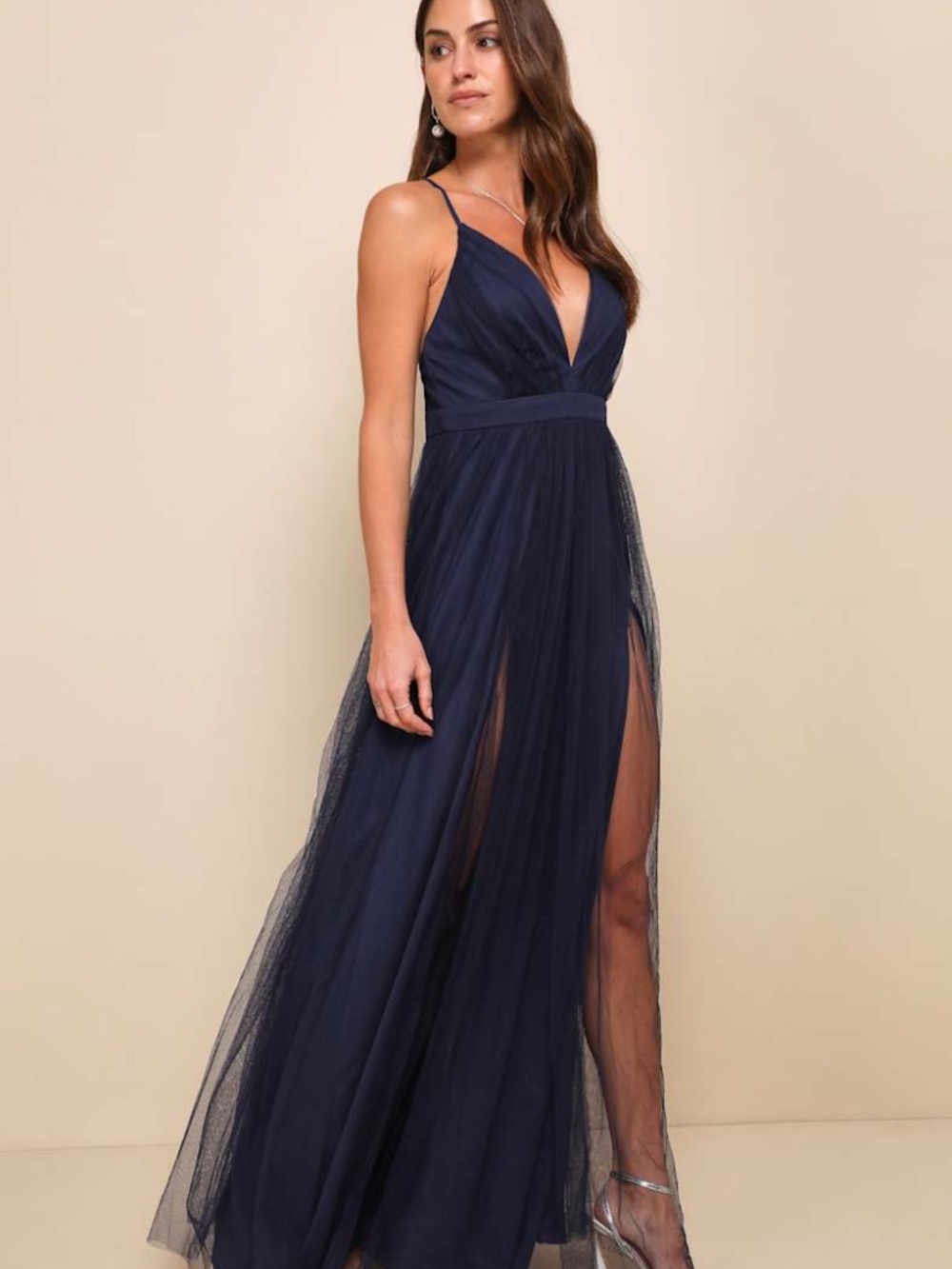 Windsor Elisabeth Pleated Tulle Formal Dress – Navy, Size M, NWT - Picture 4 of 6
